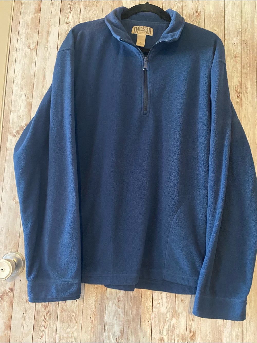 Duluth Trading Co Fleece quarter zip Mock Men's size Large blue Collared